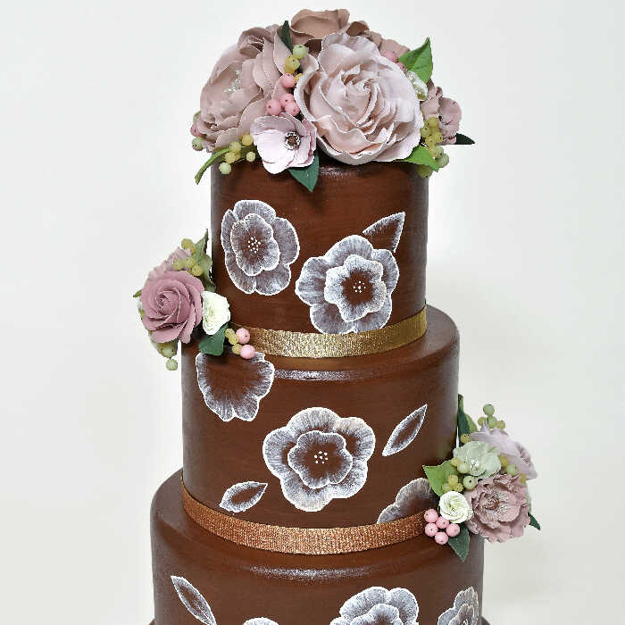 Chocolate Cake decorated with flowers