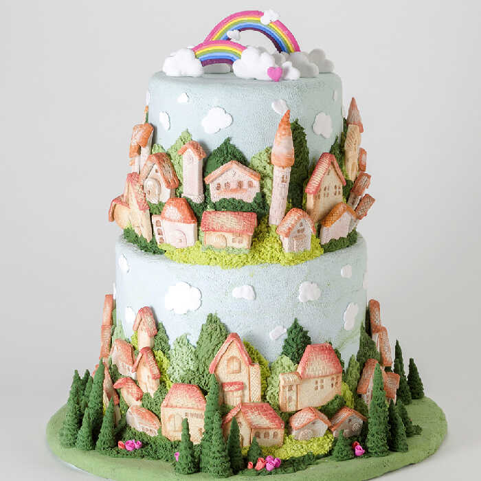 家の街並みのケ-キ